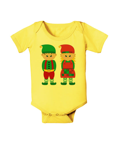 Cute Elf Couple Christmas Baby Romper Bodysuit-Baby Romper-TooLoud-Yellow-06-Months-Davson Sales