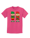 Cute Elf Couple Christmas Childrens Dark T-Shirt-Childrens T-Shirt-TooLoud-Sangria-X-Small-Davson Sales