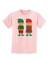 Cute Elf Couple Christmas Childrens T-Shirt-Childrens T-Shirt-TooLoud-PalePink-X-Small-Davson Sales