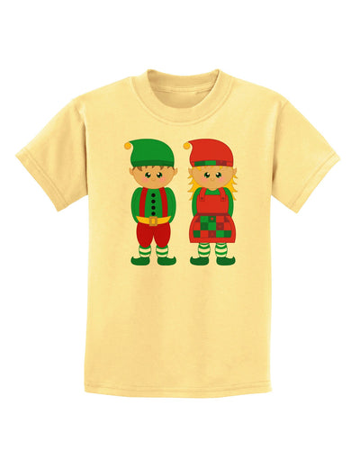 Cute Elf Couple Christmas Childrens T-Shirt-Childrens T-Shirt-TooLoud-Daffodil-Yellow-X-Small-Davson Sales