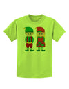 Cute Elf Couple Christmas Childrens T-Shirt-Childrens T-Shirt-TooLoud-Lime-Green-X-Small-Davson Sales