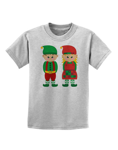 Cute Elf Couple Christmas Childrens T-Shirt-Childrens T-Shirt-TooLoud-AshGray-X-Small-Davson Sales