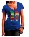 Cute Elf Couple Christmas Juniors V-Neck Dark T-Shirt-Womens V-Neck T-Shirts-TooLoud-Royal-Blue-Juniors Fitted Small-Davson Sales