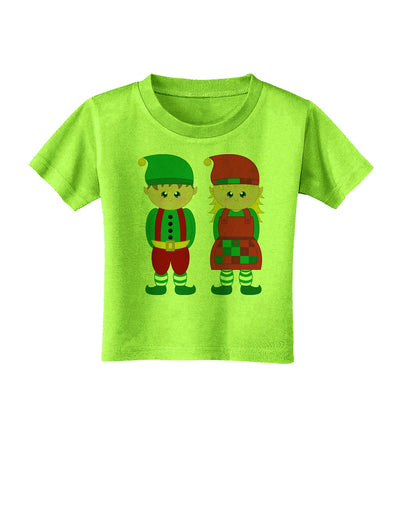 Cute Elf Couple Christmas Toddler T-Shirt-Toddler T-Shirt-TooLoud-Lime-Green-2T-Davson Sales