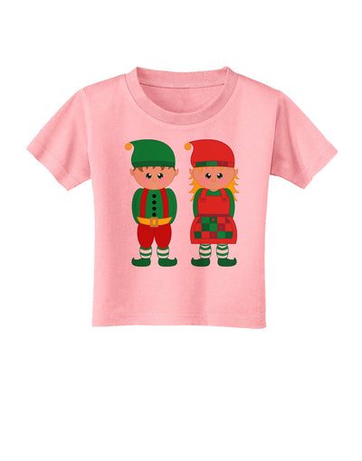 Cute Elf Couple Christmas Toddler T-Shirt-Toddler T-Shirt-TooLoud-Candy-Pink-2T-Davson Sales