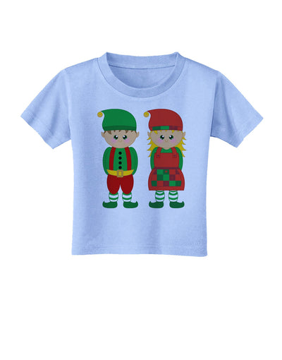 Cute Elf Couple Christmas Toddler T-Shirt-Toddler T-Shirt-TooLoud-Aquatic-Blue-2T-Davson Sales