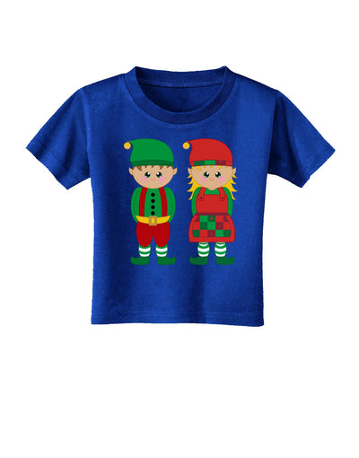 Cute Elf Couple Christmas Toddler T-Shirt Dark-Toddler T-Shirt-TooLoud-Red-2T-Davson Sales