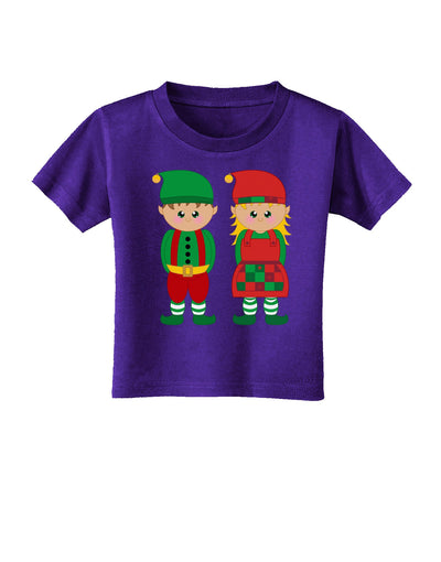 Cute Elf Couple Christmas Toddler T-Shirt Dark-Toddler T-Shirt-TooLoud-Purple-2T-Davson Sales