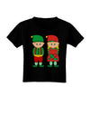 Cute Elf Couple Christmas Toddler T-Shirt Dark-Toddler T-Shirt-TooLoud-Black-2T-Davson Sales