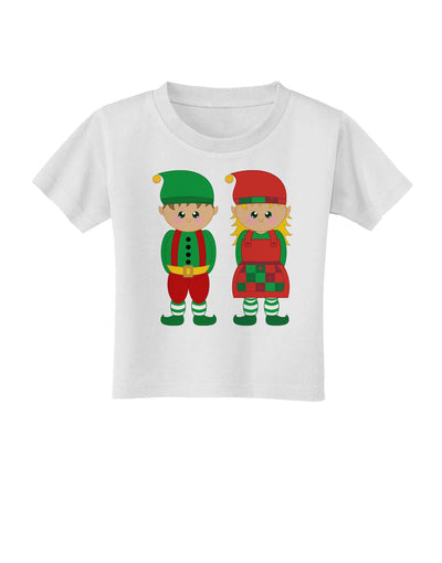 Cute Elf Couple Christmas Toddler T-Shirt-Toddler T-Shirt-TooLoud-White-2T-Davson Sales