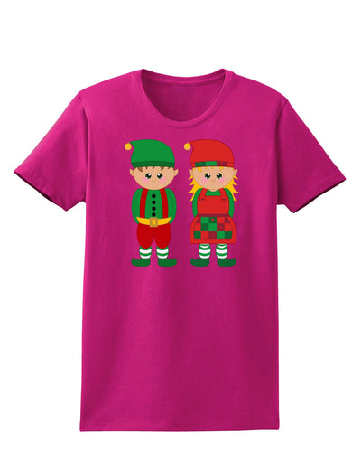 Cute Elf Couple Christmas Womens Dark T-Shirt-TooLoud-Hot-Pink-Small-Davson Sales