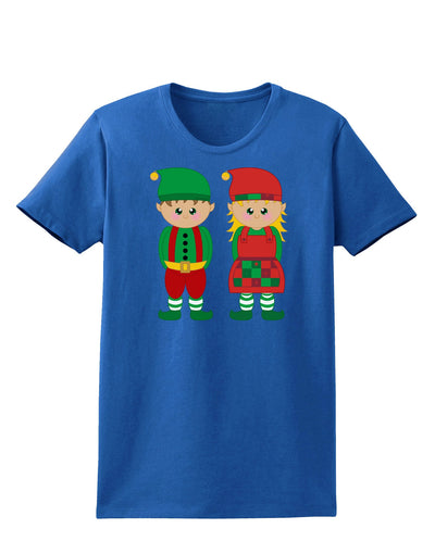 Cute Elf Couple Christmas Womens Dark T-Shirt-TooLoud-Royal-Blue-X-Small-Davson Sales