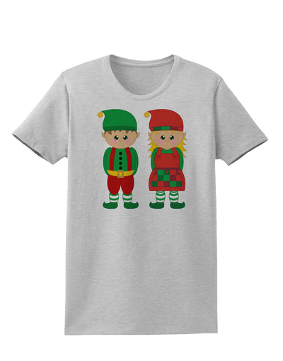 Cute Elf Couple Christmas Womens T-Shirt-Womens T-Shirt-TooLoud-AshGray-X-Small-Davson Sales