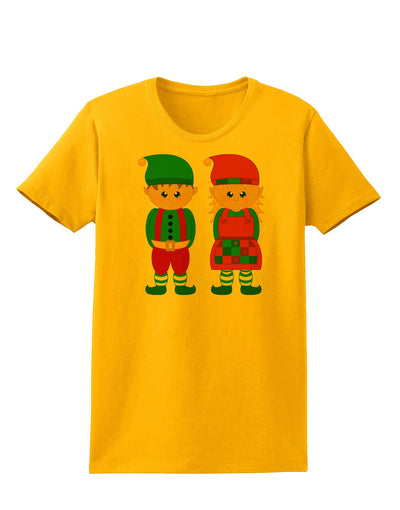 Cute Elf Couple Christmas Womens T-Shirt-Womens T-Shirt-TooLoud-Gold-X-Small-Davson Sales