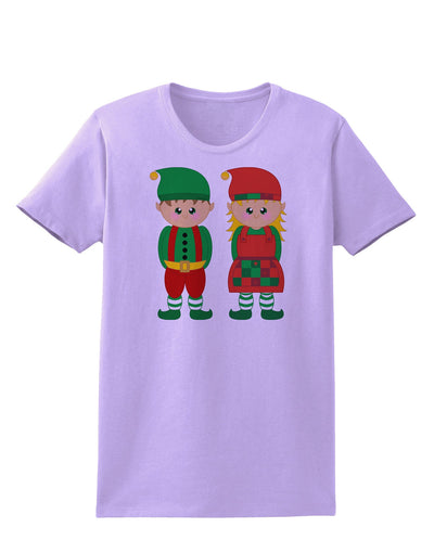 Cute Elf Couple Christmas Womens T-Shirt-Womens T-Shirt-TooLoud-Lavender-X-Small-Davson Sales