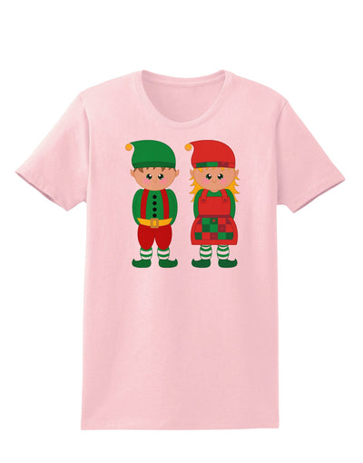 Cute Elf Couple Christmas Womens T-Shirt-Womens T-Shirt-TooLoud-PalePink-X-Small-Davson Sales