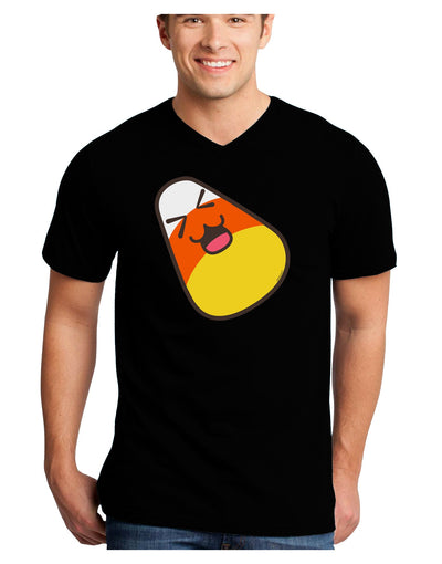 Cute Father Candy Corn Family Halloween Adult Dark V-Neck T-Shirt-TooLoud-Black-Small-Davson Sales