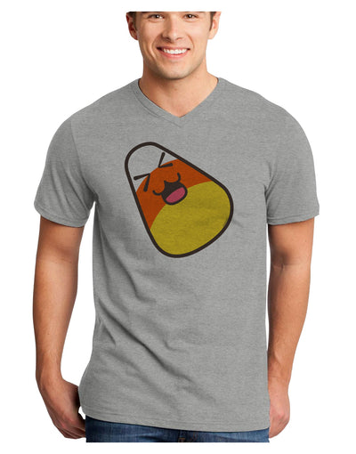 Cute Father Candy Corn Family Halloween Adult V-Neck T-shirt-Mens V-Neck T-Shirt-TooLoud-HeatherGray-Small-Davson Sales