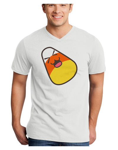 Cute Father Candy Corn Family Halloween Adult V-Neck T-shirt-Mens V-Neck T-Shirt-TooLoud-White-Small-Davson Sales