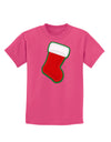 Cute Faux Applique Christmas Stocking Childrens Dark T-Shirt-Childrens T-Shirt-TooLoud-Sangria-X-Small-Davson Sales