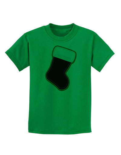 Cute Faux Applique Christmas Stocking Childrens T-Shirt-Childrens T-Shirt-TooLoud-Kelly-Green-X-Small-Davson Sales