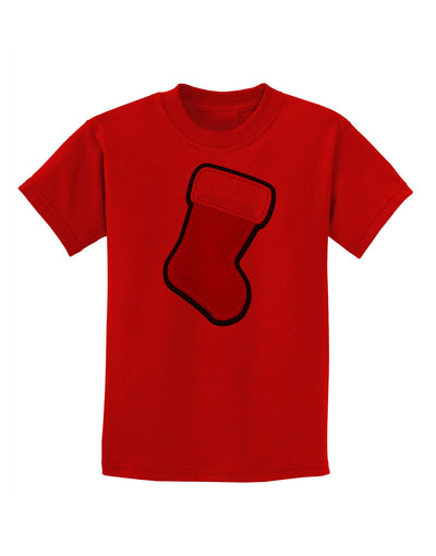 Cute Faux Applique Christmas Stocking Childrens T-Shirt-Childrens T-Shirt-TooLoud-Red-X-Small-Davson Sales