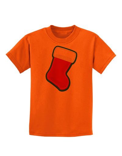 Cute Faux Applique Christmas Stocking Childrens T-Shirt-Childrens T-Shirt-TooLoud-Orange-X-Small-Davson Sales