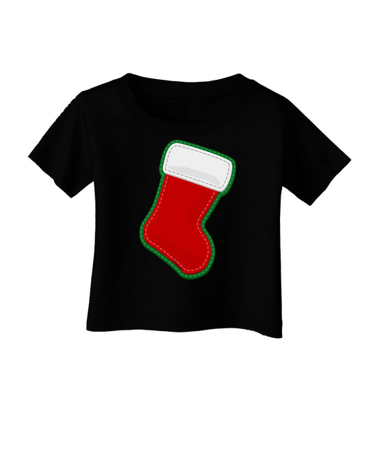 Cute Faux Applique Christmas Stocking Infant T-Shirt Dark-Infant T-Shirt-TooLoud-Black-06-Months-Davson Sales