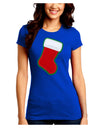 Cute Faux Applique Christmas Stocking Juniors Crew Dark T-Shirt-T-Shirts Juniors Tops-TooLoud-Royal-Blue-Juniors Fitted Small-Davson Sales