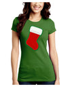 Cute Faux Applique Christmas Stocking Juniors Crew Dark T-Shirt-T-Shirts Juniors Tops-TooLoud-Kiwi-Green-Juniors Fitted Small-Davson Sales