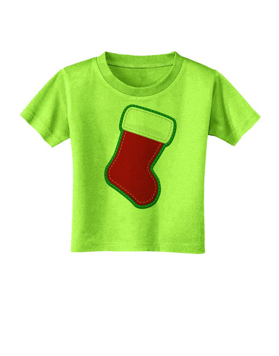 Cute Faux Applique Christmas Stocking Toddler T-Shirt-Toddler T-Shirt-TooLoud-Lime-Green-2T-Davson Sales