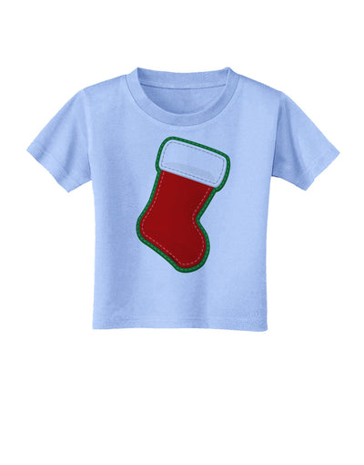 Cute Faux Applique Christmas Stocking Toddler T-Shirt-Toddler T-Shirt-TooLoud-Aquatic-Blue-2T-Davson Sales