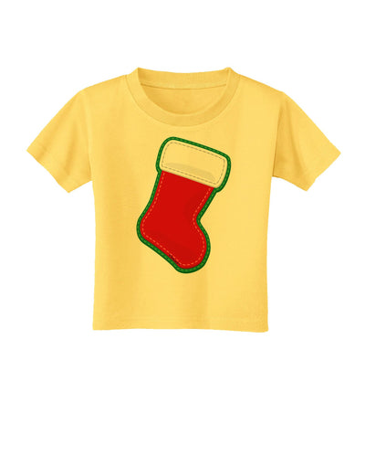 Cute Faux Applique Christmas Stocking Toddler T-Shirt-Toddler T-Shirt-TooLoud-Yellow-2T-Davson Sales