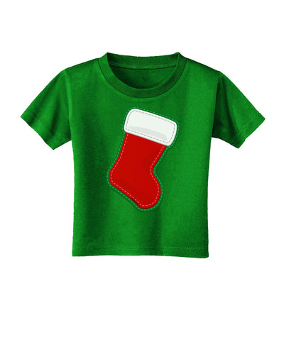 Cute Faux Applique Christmas Stocking Toddler T-Shirt Dark-Toddler T-Shirt-TooLoud-Clover-Green-2T-Davson Sales