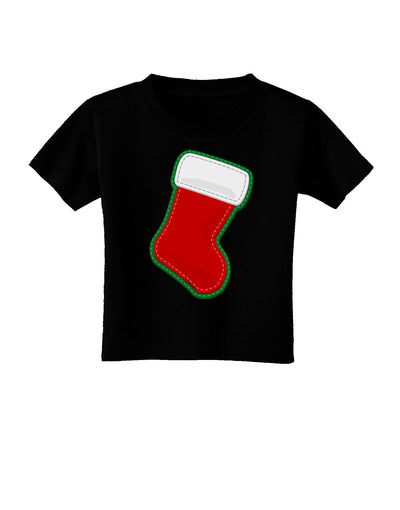 Cute Faux Applique Christmas Stocking Toddler T-Shirt Dark-Toddler T-Shirt-TooLoud-Black-2T-Davson Sales