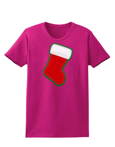 Cute Faux Applique Christmas Stocking Womens Dark T-Shirt-TooLoud-Hot-Pink-Small-Davson Sales