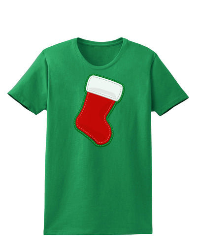 Cute Faux Applique Christmas Stocking Womens Dark T-Shirt-TooLoud-Kelly-Green-X-Small-Davson Sales