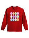 Cute Faux Applique Easter Eggs Adult Long Sleeve Dark T-Shirt-TooLoud-Red-Small-Davson Sales