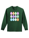 Cute Faux Applique Easter Eggs Adult Long Sleeve Dark T-Shirt-TooLoud-Dark-Green-Small-Davson Sales