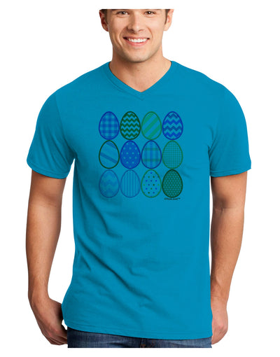 Cute Faux Applique Easter Eggs Adult V-Neck T-shirt-Mens V-Neck T-Shirt-TooLoud-Turquoise-Small-Davson Sales