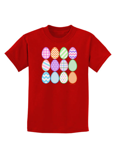 Cute Faux Applique Easter Eggs Childrens Dark T-Shirt-Childrens T-Shirt-TooLoud-Red-X-Small-Davson Sales