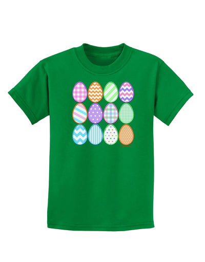 Cute Faux Applique Easter Eggs Childrens Dark T-Shirt-Childrens T-Shirt-TooLoud-Kelly-Green-X-Small-Davson Sales