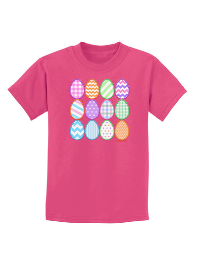 Cute Faux Applique Easter Eggs Childrens Dark T-Shirt-Childrens T-Shirt-TooLoud-Sangria-X-Small-Davson Sales