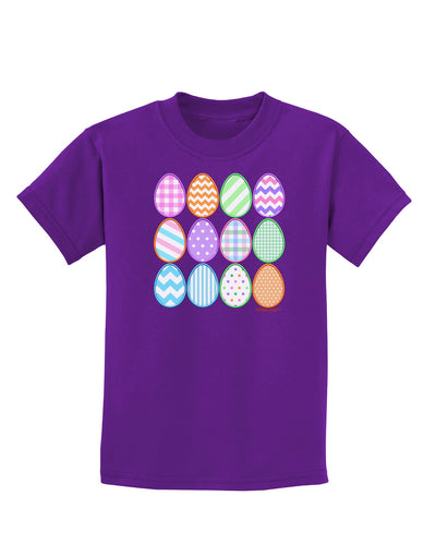 Cute Faux Applique Easter Eggs Childrens Dark T-Shirt-Childrens T-Shirt-TooLoud-Purple-X-Small-Davson Sales