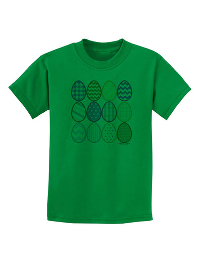 Cute Faux Applique Easter Eggs Childrens T-Shirt-Childrens T-Shirt-TooLoud-Kelly-Green-X-Small-Davson Sales