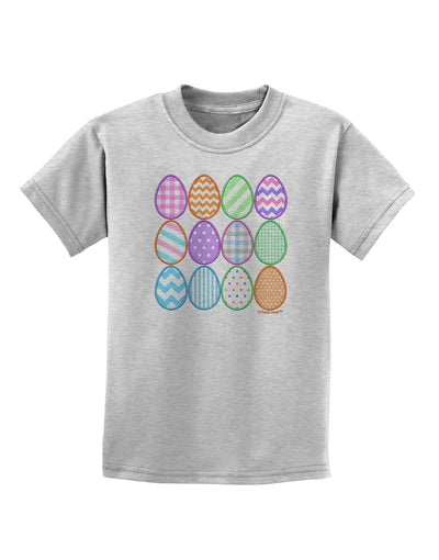 Cute Faux Applique Easter Eggs Childrens T-Shirt-Childrens T-Shirt-TooLoud-AshGray-X-Small-Davson Sales