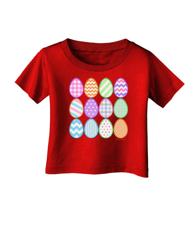 Cute Faux Applique Easter Eggs Infant T-Shirt Dark-Infant T-Shirt-TooLoud-Red-06-Months-Davson Sales