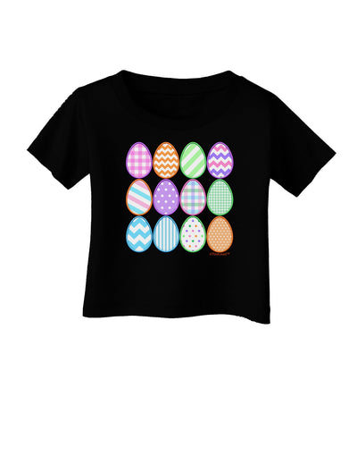 Cute Faux Applique Easter Eggs Infant T-Shirt Dark-Infant T-Shirt-TooLoud-Black-06-Months-Davson Sales