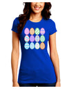 Cute Faux Applique Easter Eggs Juniors Petite Crew Dark T-Shirt-T-Shirts Juniors Tops-TooLoud-Royal-Blue-Juniors Fitted Small-Davson Sales