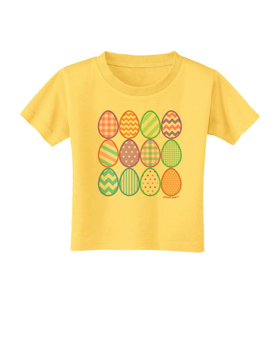 Cute Faux Applique Easter Eggs Toddler T-Shirt-Toddler T-Shirt-TooLoud-Yellow-2T-Davson Sales